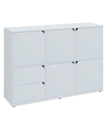 KU3-15DZ2 P skříňka 5-dvéřová, zásuvky, 1054x1522x400 mm, provedení pravé, bílá