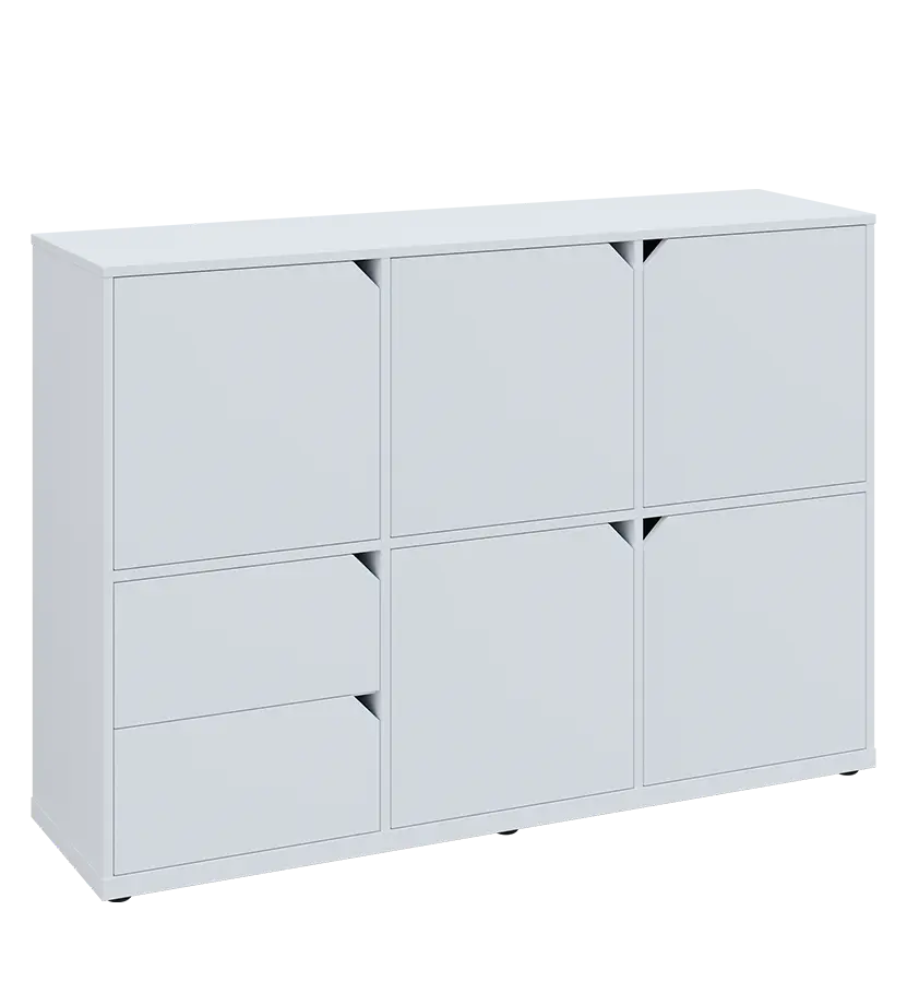 KU3-15DZ2 P skříňka 5-dvéřová, zásuvky, 1054x1522x400 mm, provedení pravé, bílá