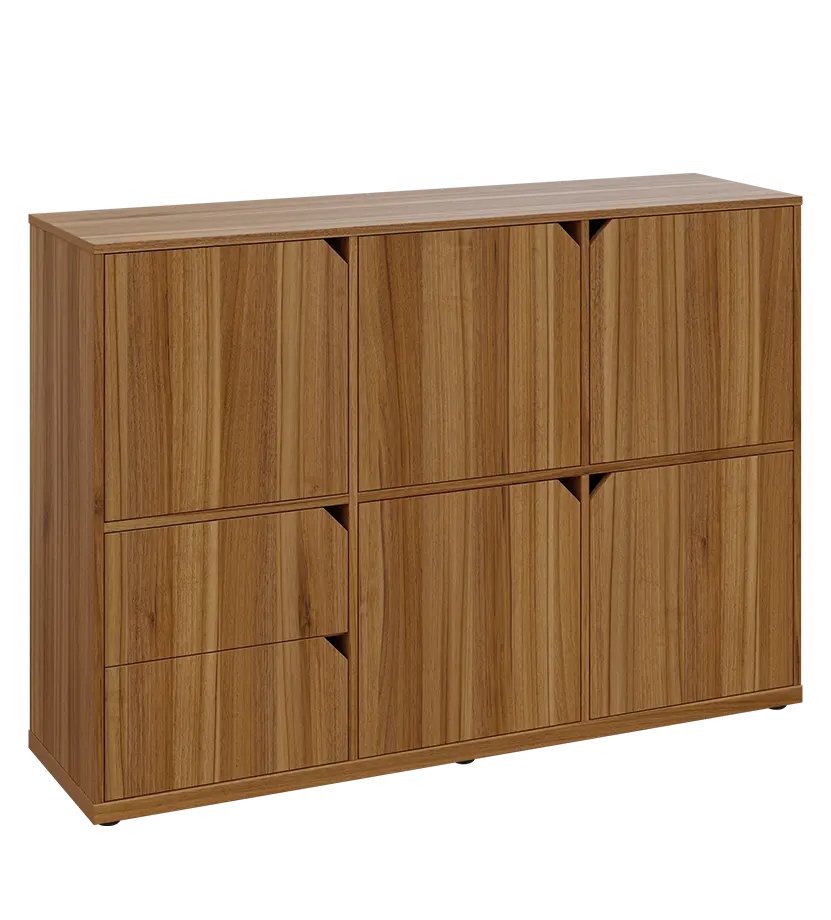 KU3-15DZ2 P skříňka 5-dvéřová, zásuvky, 1054x1522x400 mm, provedení pravé, ořech světlý