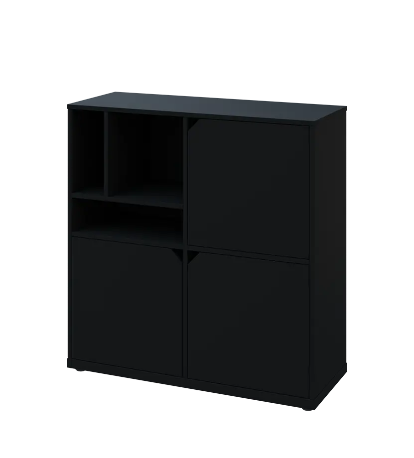 KU3-10DN3 L skříňka 3-dvéřová, niky, 1054x1022x400 mm, provedení levé, černá