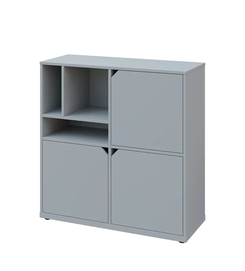 KU3-10DN3 L skříňka 3-dvéřová, niky, 1054x1022x400 mm, provedení levé, šedá