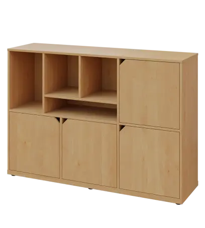 KU3-15DN4 L skříňka 4-dvéřová, niky, 1054x1522x400 mm, provedení levé, javor horský