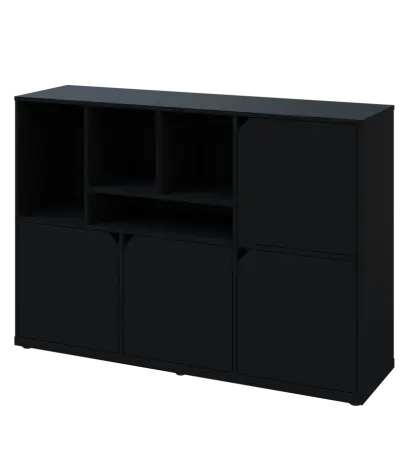 KU3-15DN4 L skříňka 4-dvéřová, niky, 1054x1522x400 mm, provedení levé, černá