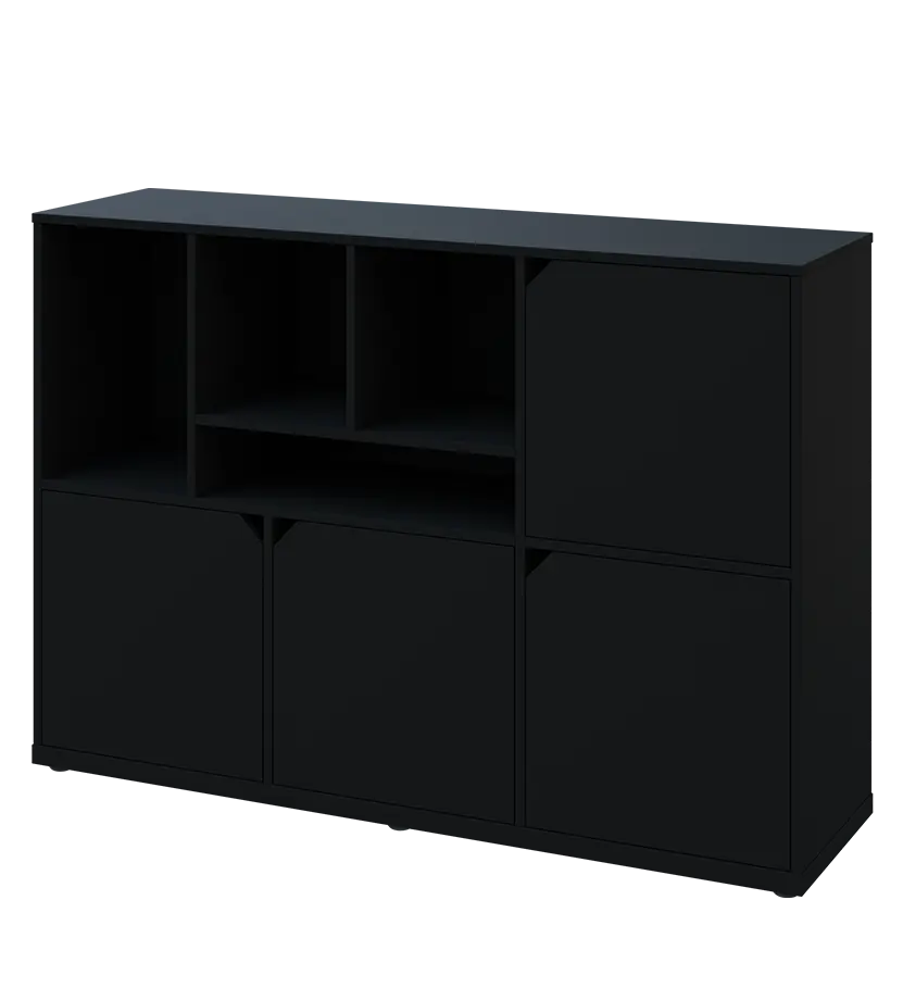 KU3-15DN4 L skříňka 4-dvéřová, niky, 1054x1522x400 mm, provedení levé, černá