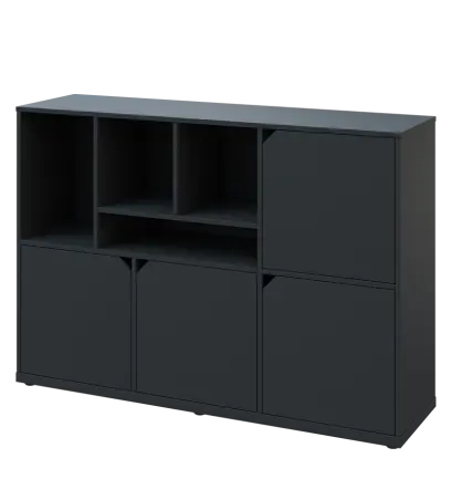 KU3-15DN4 L skříňka 4-dvéřová, niky, 1054x1522x400 mm, provedení levé, antracit