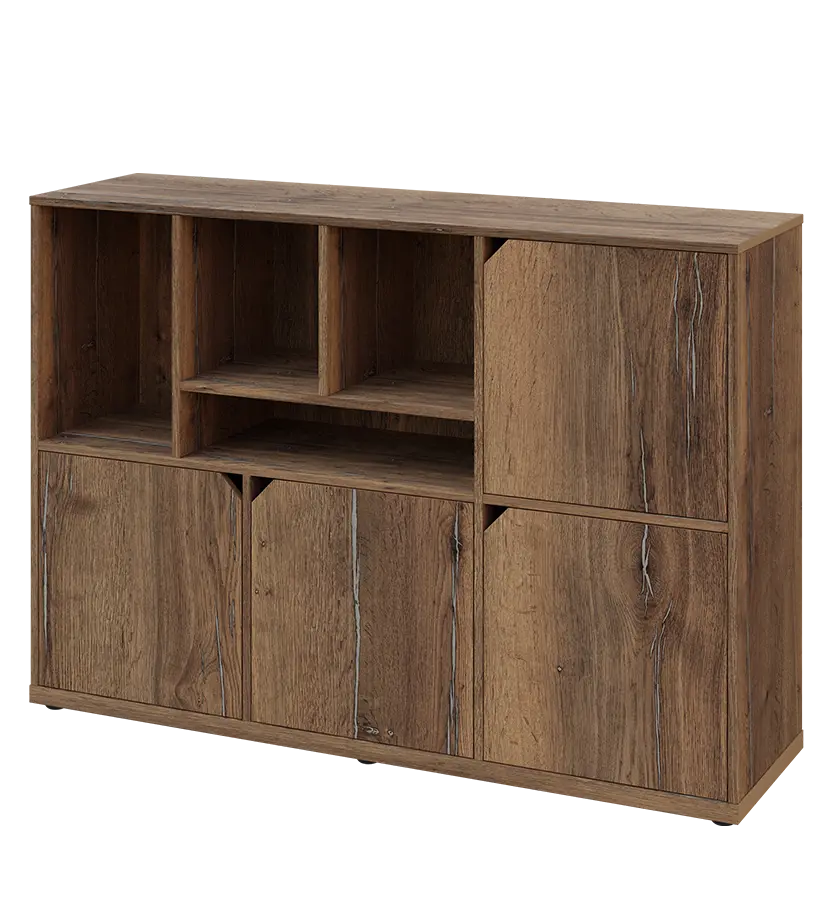 KU3-15DN4 L skříňka 4-dvéřová, niky, 1054x1522x400 mm, provedení levé, dub halifax cínový