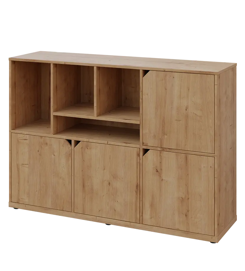 KU3-15DN4 L skříňka 4-dvéřová, niky, 1054x1522x400 mm, provedení levé, dub lite