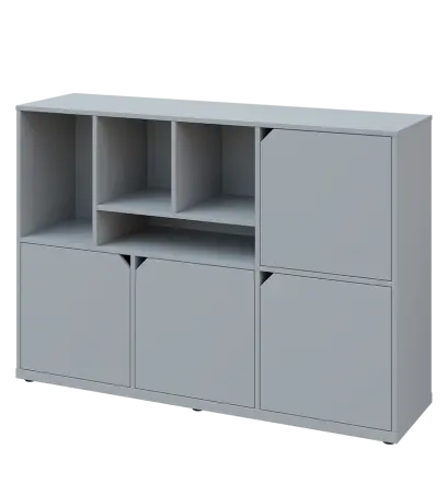 KU3-15DN4 L skříňka 4-dvéřová, niky, 1054x1522x400 mm, provedení levé, šedá