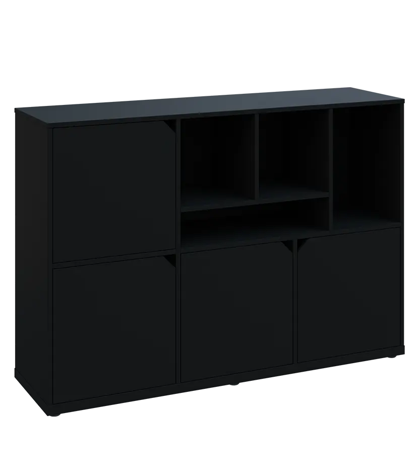 KU3-15DN4 P skříňka 4-dvéřová, niky, 1054x1522x400 mm, provedení pravé, černá