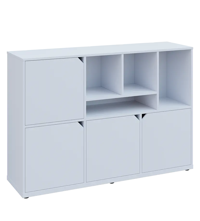 KU3-15DN4 P skříňka 4-dvéřová, niky, 1054x1522x400 mm, provedení pravé, bílá sněžná