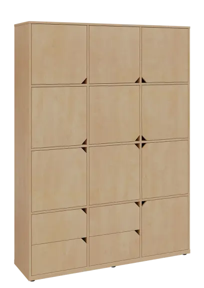 KU6-15DZ4 P skříň vysoká 10-dvéřová, zásuvky, 2053x1522x400 mm, provedení pravé, bříza irská