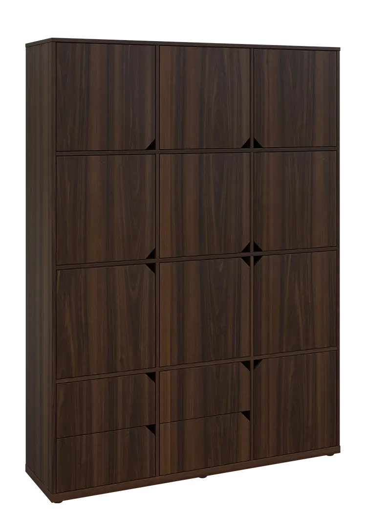 KU6-15DZ4 P skříň vysoká 10-dvéřová, zásuvky, 2053x1522x400 mm, provedení pravé, ořech královský