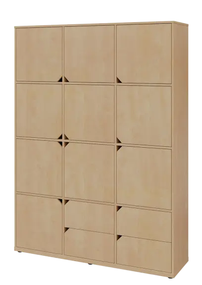 KU6-15DZ4 L skříň vysoká 10-dvéřová, zásuvky, 2053x1522x400 mm, provedení levé, bříza irská