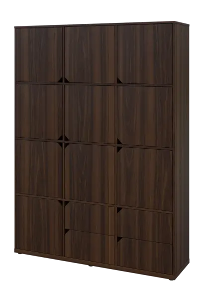 KU6-15DZ4 L skříň vysoká 10-dvéřová, zásuvky, 2053x1522x400 mm, provedení levé, ořech královský