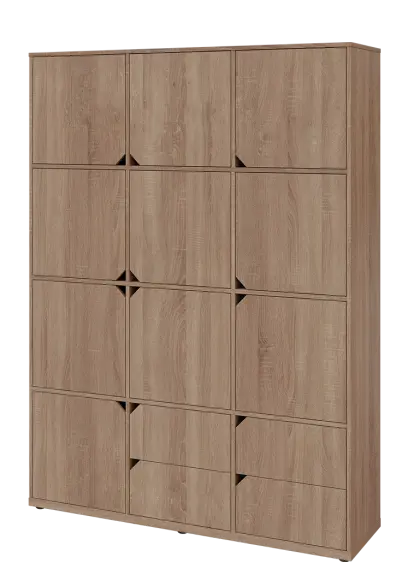 KU6-15DZ4 L skříň vysoká 10-dvéřová, zásuvky, 2053x1522x400 mm, provedení levé, dub bardolino