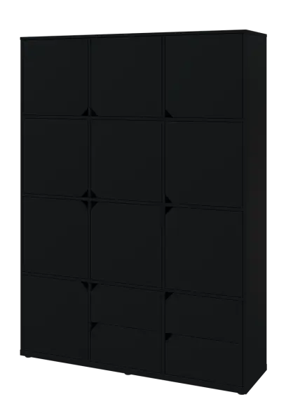 KU6-15DZ4 L skříň vysoká 10-dvéřová, zásuvky, 2053x1522x400 mm, provedení levé, černá