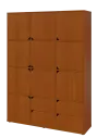 KU6-15DZ4 L skříň vysoká 10-dvéřová, zásuvky, 2053x1522x400 mm, provedení levé,  třešeň šumavská