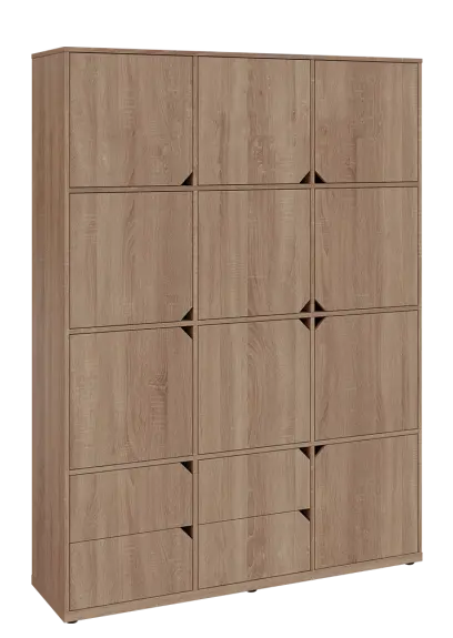 KU6-15DZ4 P skříň vysoká 10-dvéřová, zásuvky, 2053x1522x400 mm, provedení pravé, dub bardolino