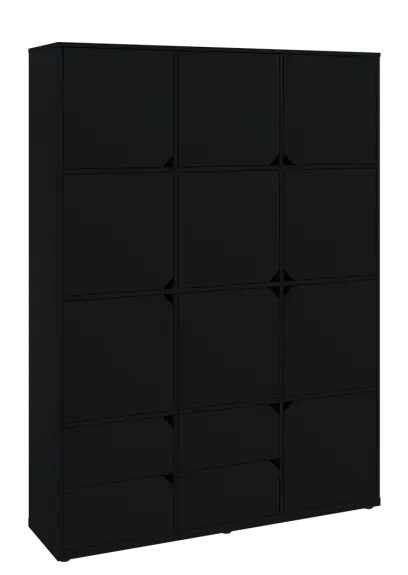 KU6-15DZ4 P skříň vysoká 10-dvéřová, zásuvky, 2053x1522x400 mm, provedení pravé, černá