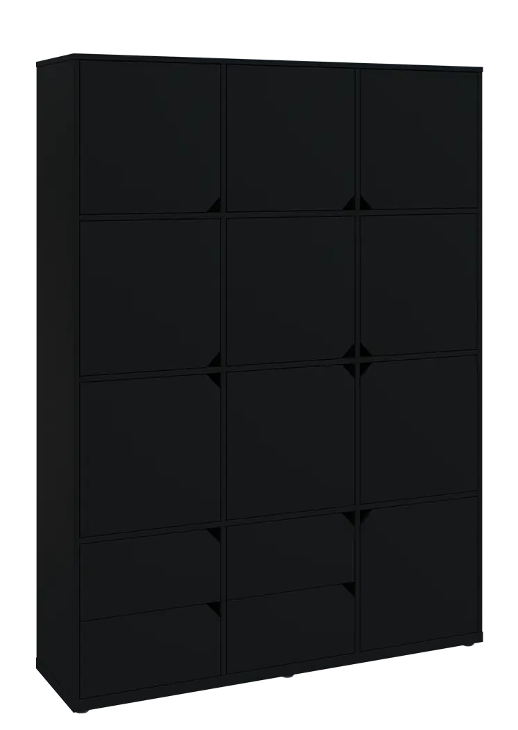 KU6-15DZ4 P skříň vysoká 10-dvéřová, zásuvky, 2053x1522x400 mm, provedení pravé, černá