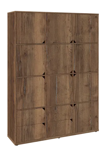 KU6-15DZ4 P skříň vysoká 10-dvéřová, zásuvky, 2053x1522x400 mm, provedení pravé, dub halifax cínový