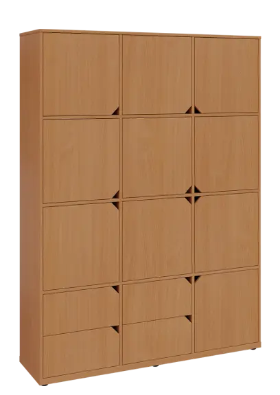 KU6-15DZ4 P skříň vysoká 10-dvéřová, zásuvky, 2053x1522x400 mm, provedení pravé, buk Royal