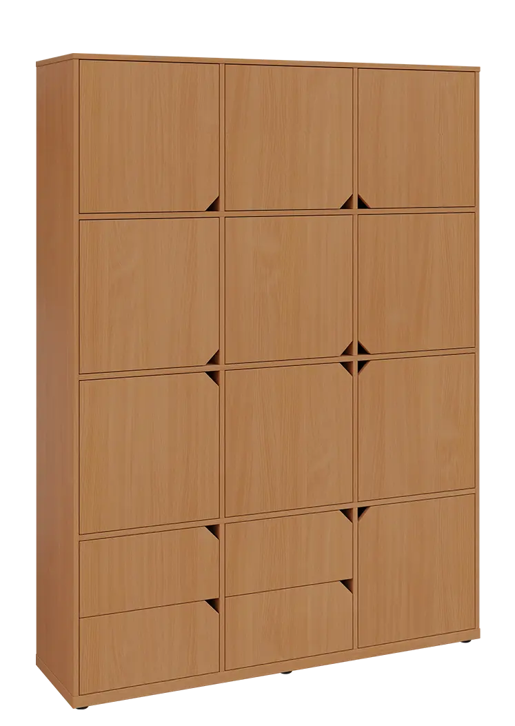 KU6-15DZ4 P skříň vysoká 10-dvéřová, zásuvky, 2053x1522x400 mm, provedení pravé, buk Royal