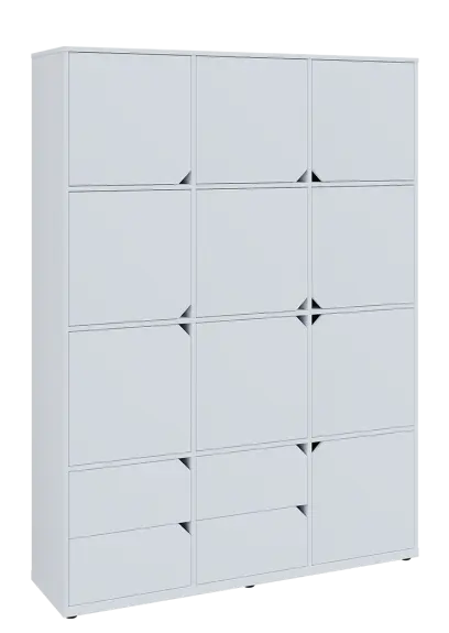 KU6-15DZ4 P skříň vysoká 10-dvéřová, zásuvky, 2053x1522x400 mm, provedení pravé, bílá