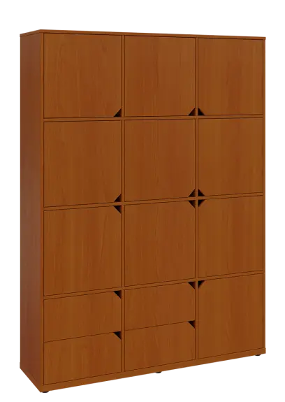 KU6-15DZ4 P skříň vysoká 10-dvéřová, zásuvky, 2053x1522x400 mm, provedení pravé, třešeň šumavská