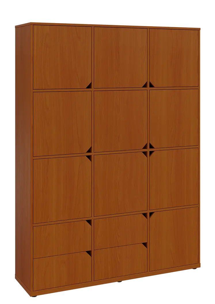 KU6-15DZ4 P skříň vysoká 10-dvéřová, zásuvky, 2053x1522x400 mm, provedení pravé, třešeň šumavská