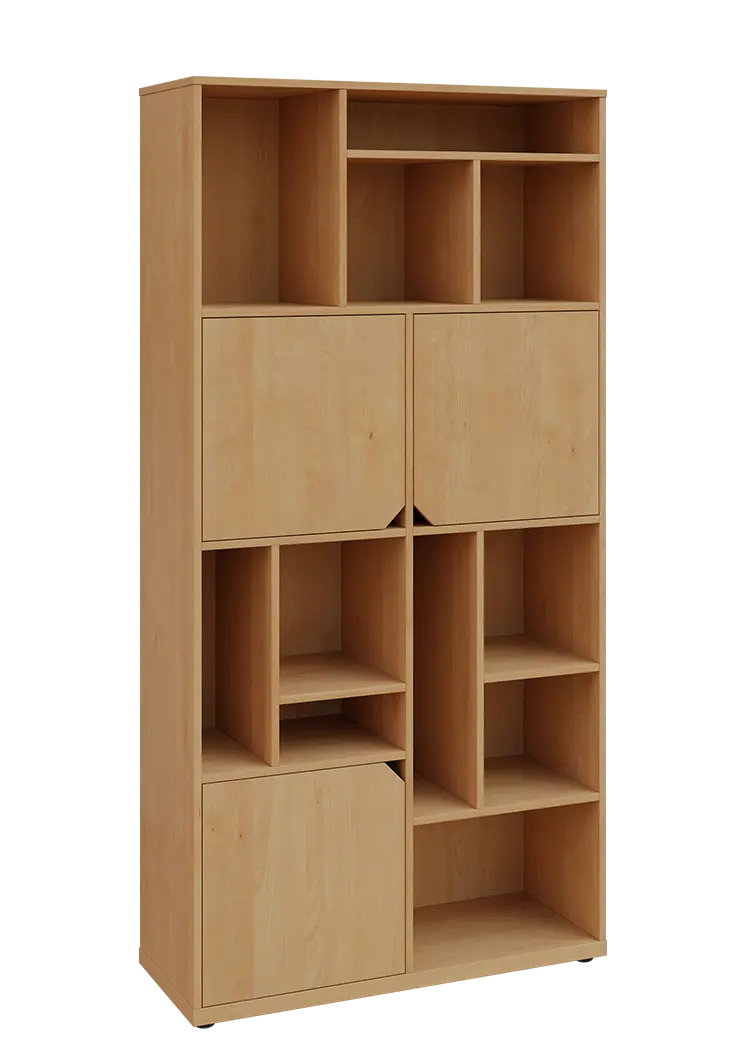 KU6-10DN P skříň vysoká 3-dvéřová, niky, 2053x1022x400 mm, provedení pravé, javor horský