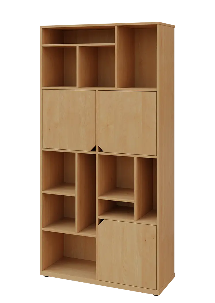 KU6-10DN L skříň vysoká 3-dvéřová, niky, 2053x1022x400 mm, provedení levé, javor horský