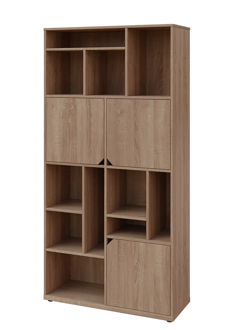 KU6-10DN L skříň vysoká 3-dvéřová, niky, 2053x1022x400 mm, provedení levé, dub bardolino