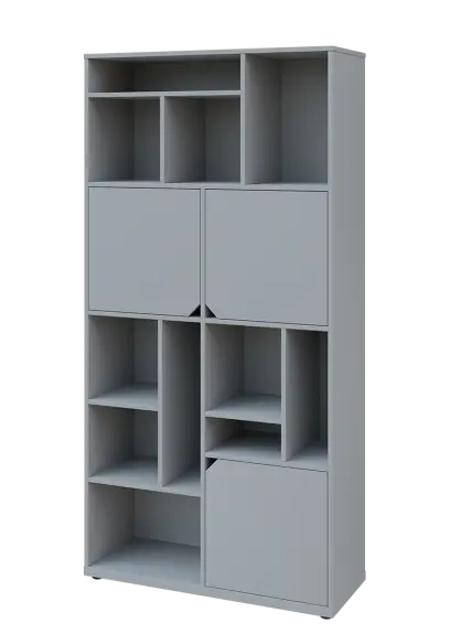 KU6-10DN L skříň vysoká 3-dvéřová, niky, 2053x1022x400 mm, provedení levé, šedá