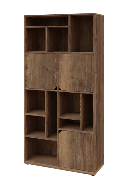 KU6-10DN L skříň vysoká 3-dvéřová, niky, 2053x1022x400 mm, provedení levé, dub halifax cínový