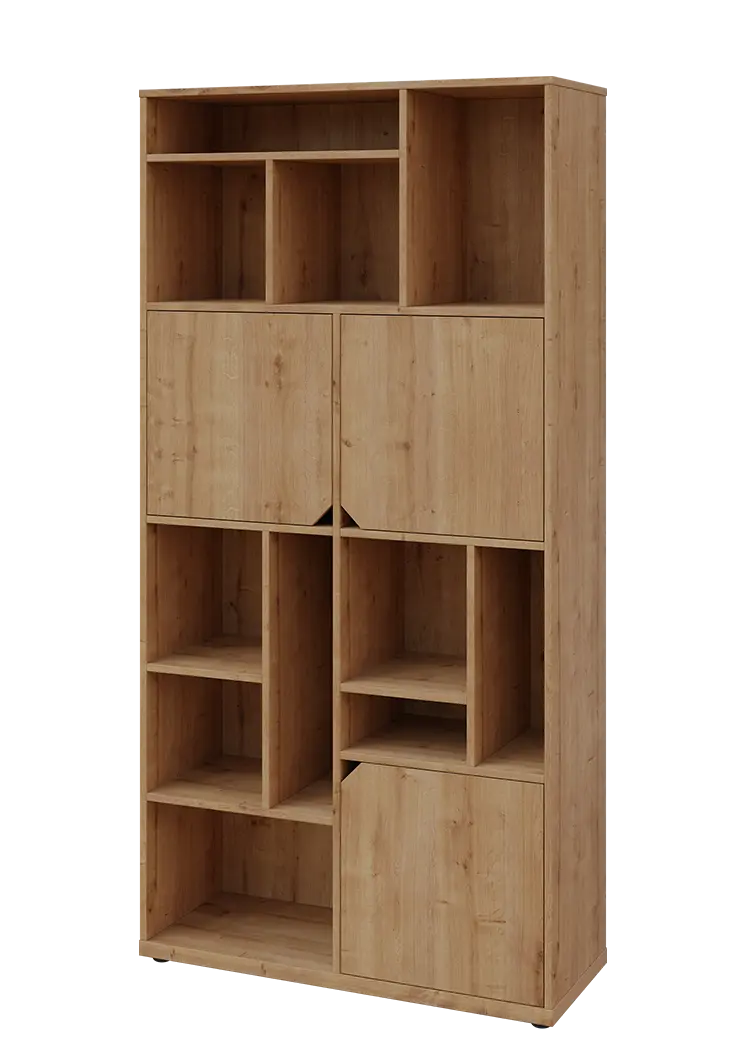 KU6-10DN L skříň vysoká 3-dvéřová, niky, 2053x1022x400 mm, provedení levé, dub lite