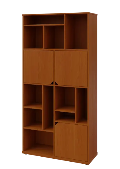 KU6-10DN L skříň vysoká 3-dvéřová, niky, 2053x1022x400 mm, provedení levé, třešeň šumavská