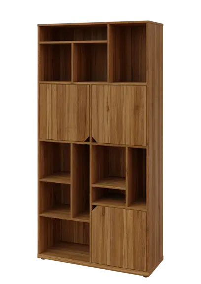 KU6-10DN L skříň vysoká 3-dvéřová, niky, 2053x1022x400 mm, provedení levé, ořech světlý