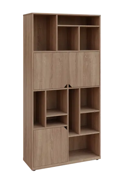 KU6-10DN P skříň vysoká 3-dvéřová, niky, 2053x1022x400 mm, provedení pravé, dub bardolino