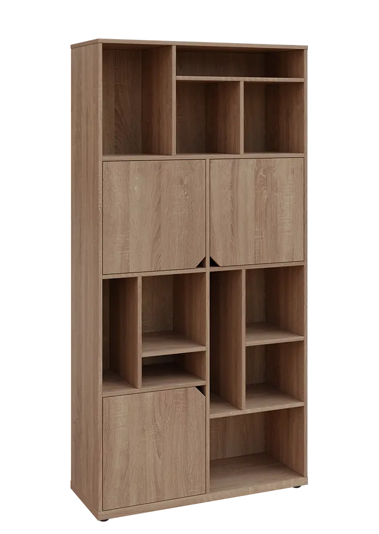 KU6-10DN P skříň vysoká 3-dvéřová, niky, 2053x1022x400 mm, provedení pravé, dub bardolino