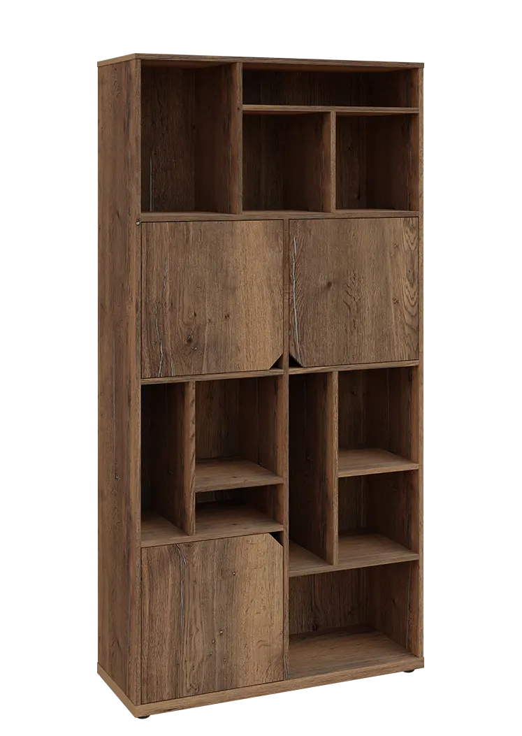 KU6-10DN P skříň vysoká 3-dvéřová, niky, 2053x1022x400 mm, provedení pravé, dub halifax cínový