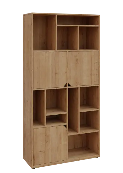 KU6-10DN P skříň vysoká 3-dvéřová, niky, 2053x1022x400 mm, provedení pravé, dub lite