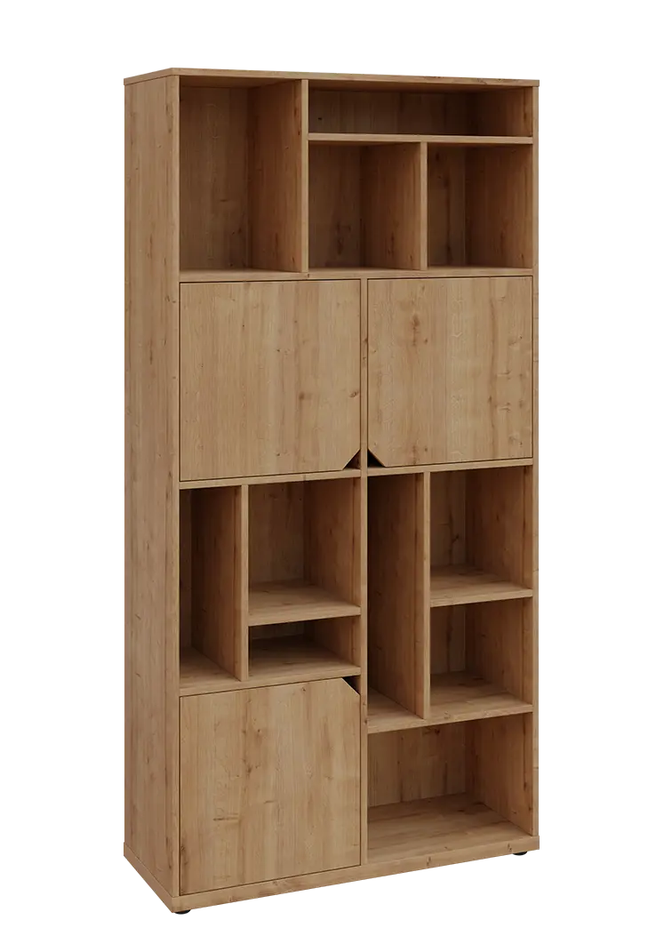 KU6-10DN P skříň vysoká 3-dvéřová, niky, 2053x1022x400 mm, provedení pravé, dub lite