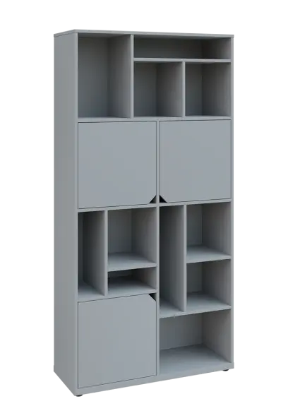 KU6-10DN P skříň vysoká 3-dvéřová, niky, 2053x1022x400 mm, provedení pravé, šedá