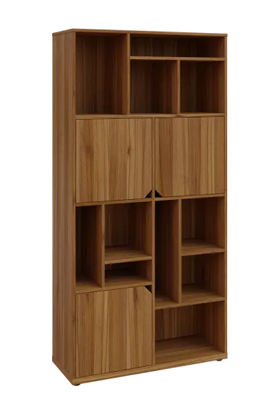 KU6-10DN P skříň vysoká 3-dvéřová, niky, 2053x1022x400 mm, provedení pravé, ořech světlý