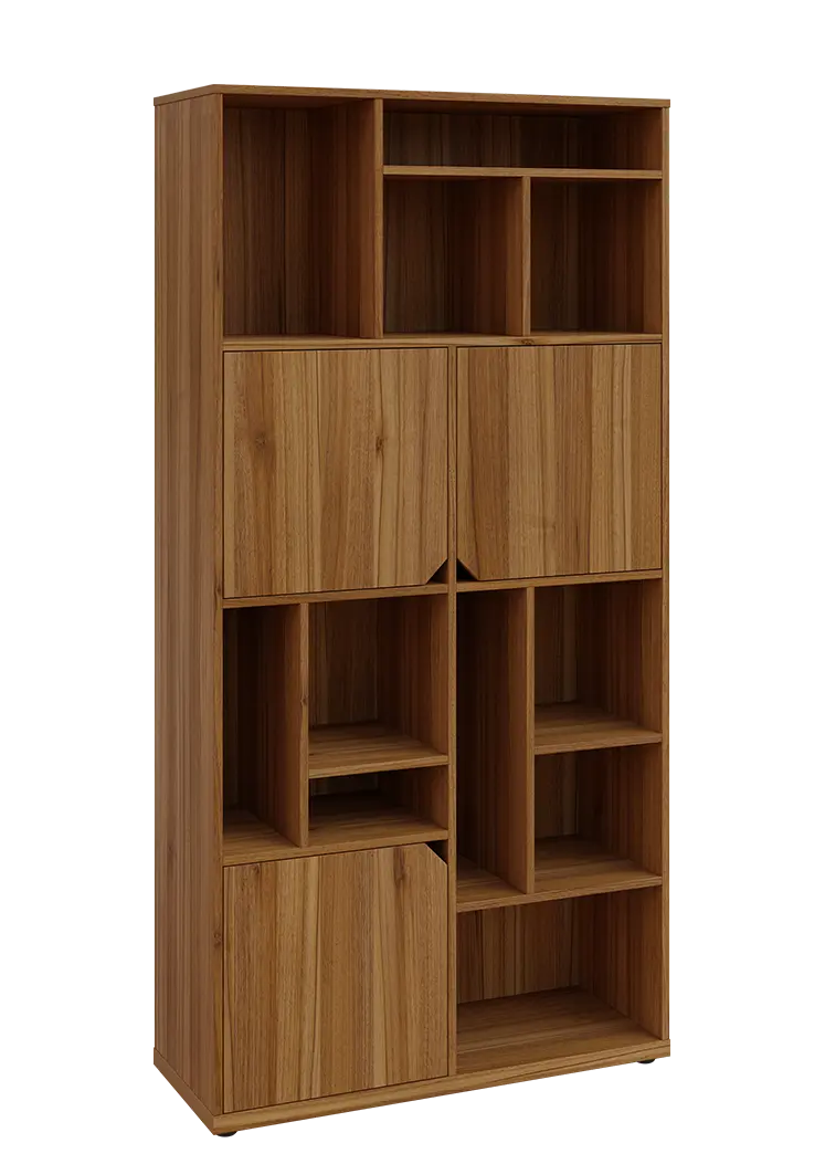 KU6-10DN P skříň vysoká 3-dvéřová, niky, 2053x1022x400 mm, provedení pravé, ořech světlý