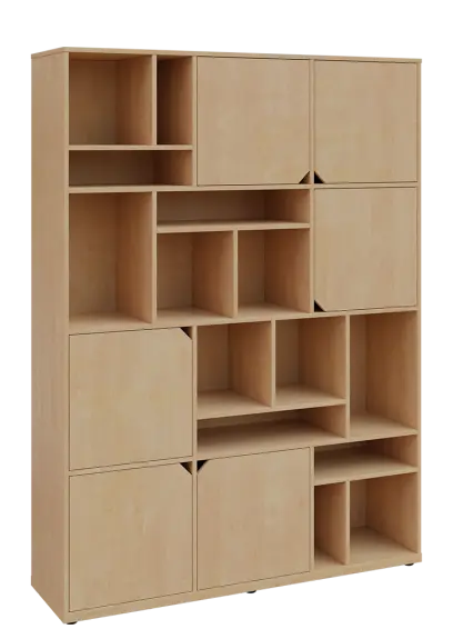 KU6-15DN P skříň vysoká 6-dvéřová, niky, 2053x1522x400 mm, provedení pravé, bříza irská