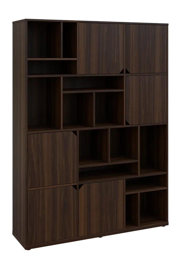 KU6-15DN P skříň vysoká 6-dvéřová, niky, 2053x1522x400 mm, provedení pravé, ořech královský