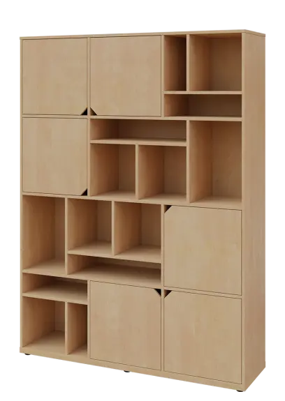 KU6-15DN L skříň vysoká 6-dvéřová, niky, 2053x1522x400 mm, provedení levé, bříza irská