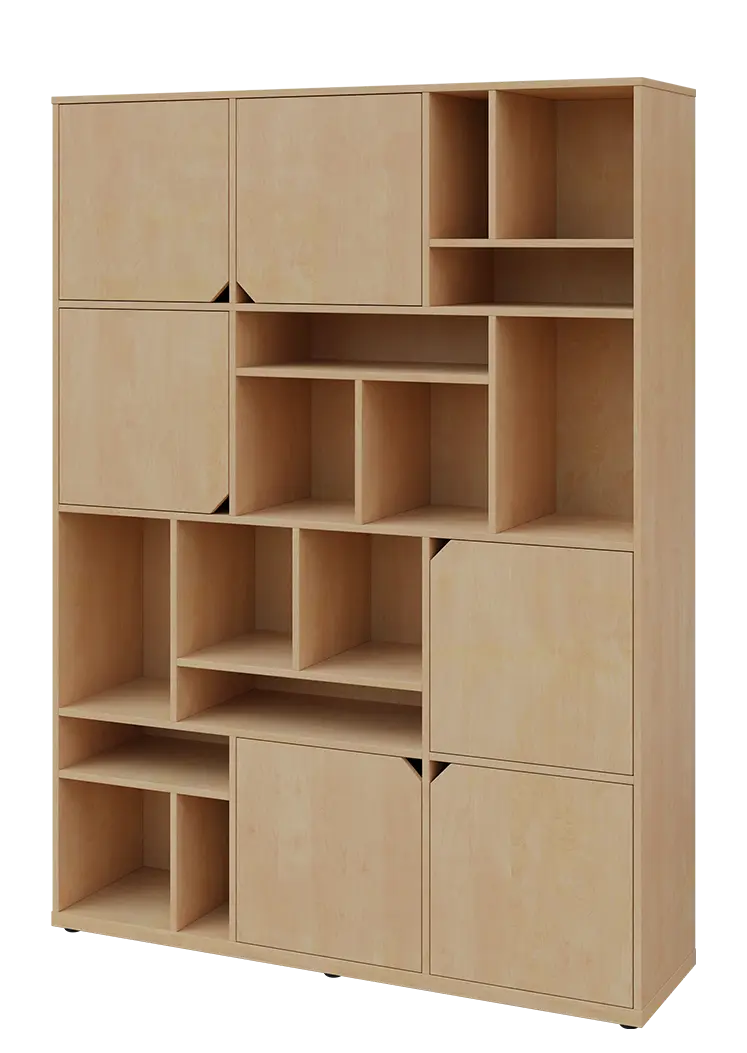 KU6-15DN L skříň vysoká 6-dvéřová, niky, 2053x1522x400 mm, provedení levé, bříza irská